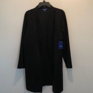 APT.9 Black Velvet Like Coat Womens Mid Calf Ankle L